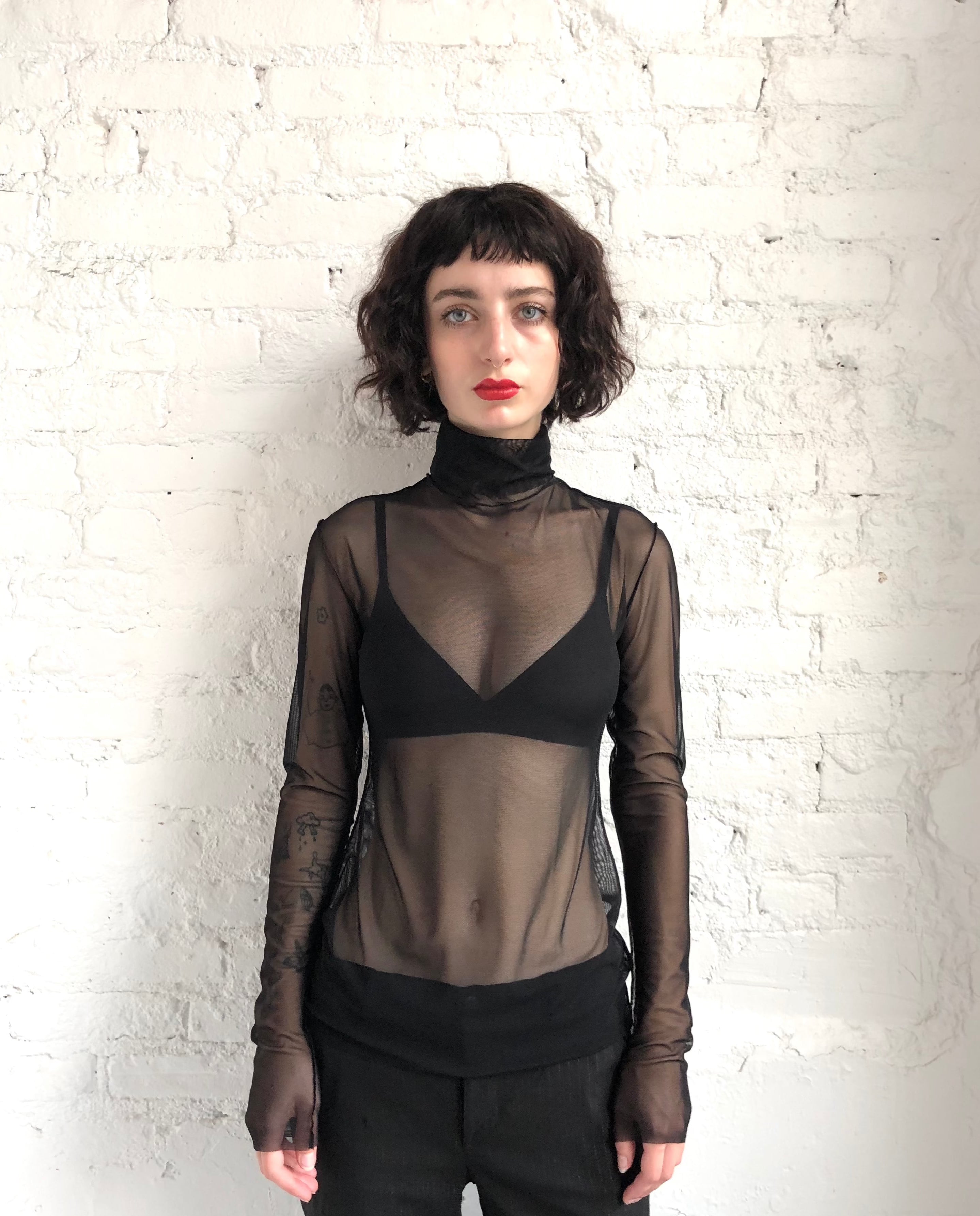mesh top - turtle neck - long sleeves – mesh_wear_nyc