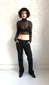 mesh crop top - turtle neck - long sleeves