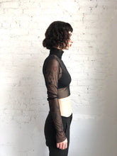 Load image into Gallery viewer, mesh crop top - turtle neck - long sleeves
