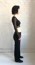 Load image into Gallery viewer, mesh crop top - scoop neck - long sleeves