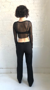 mesh crop top - scoop neck - long sleeves