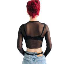 Load image into Gallery viewer, THE MESH CROP TOP - CREW NECK - LONG SLEEVE