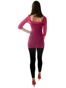 THE MESH TOP - SCOOP NECK - THREE QUARTER SLEEVE