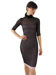 THE MESH DRESS - TURTLE NECK - THREE QUARTER SLEEVE