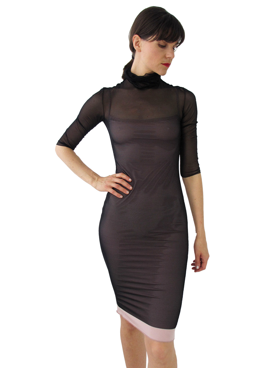THE MESH DRESS - TURTLE NECK - THREE QUARTER SLEEVE