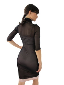 THE MESH DRESS - TURTLE NECK - THREE QUARTER SLEEVE