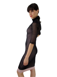 THE MESH DRESS - TURTLE NECK - THREE QUARTER SLEEVE