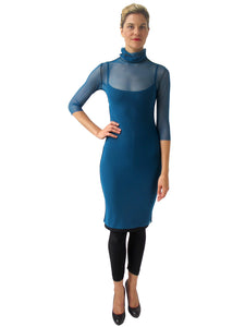 THE MESH DRESS - TURTLE NECK - THREE QUARTER SLEEVE
