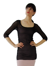 Load image into Gallery viewer, THE MESH TOP - SCOOP NECK - THREE QUARTER SLEEVE