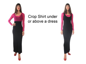 THE MESH CROP TOP - SCOOP NECK - LONG SLEEVE
